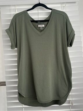 CUPIO Olive Green V-Neck Short Sleeve Tee